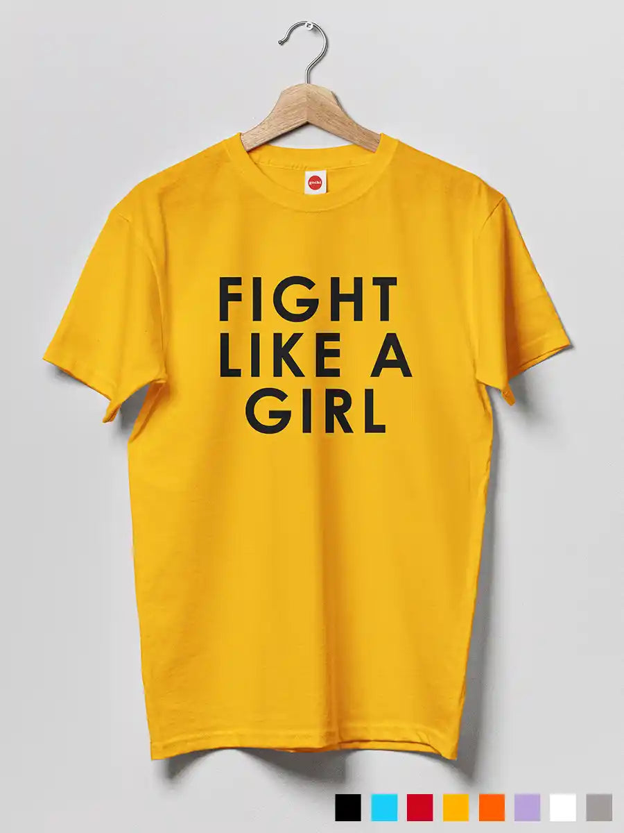 Fight like a Girl - Men's Yellow Cotton T-Shirt