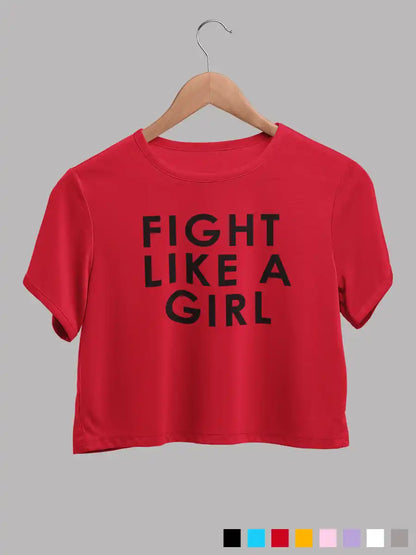 Fight like a Girl - Red - Cotton crop top