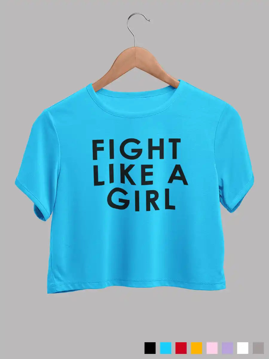 Fight like a Girl - Sky Blue - Cotton crop top