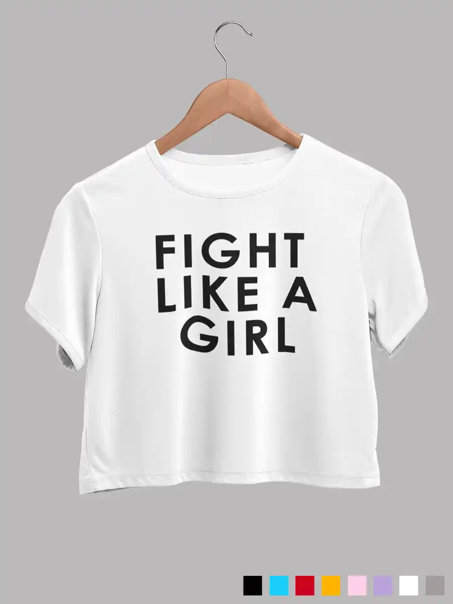 Fight like a Girl - White - Cotton crop top