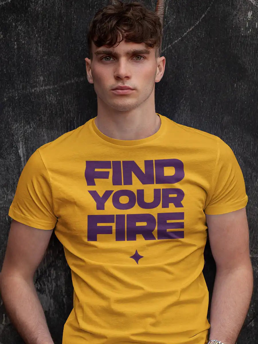 Find your Fire - Yellow Men's Cotton T-Shirt