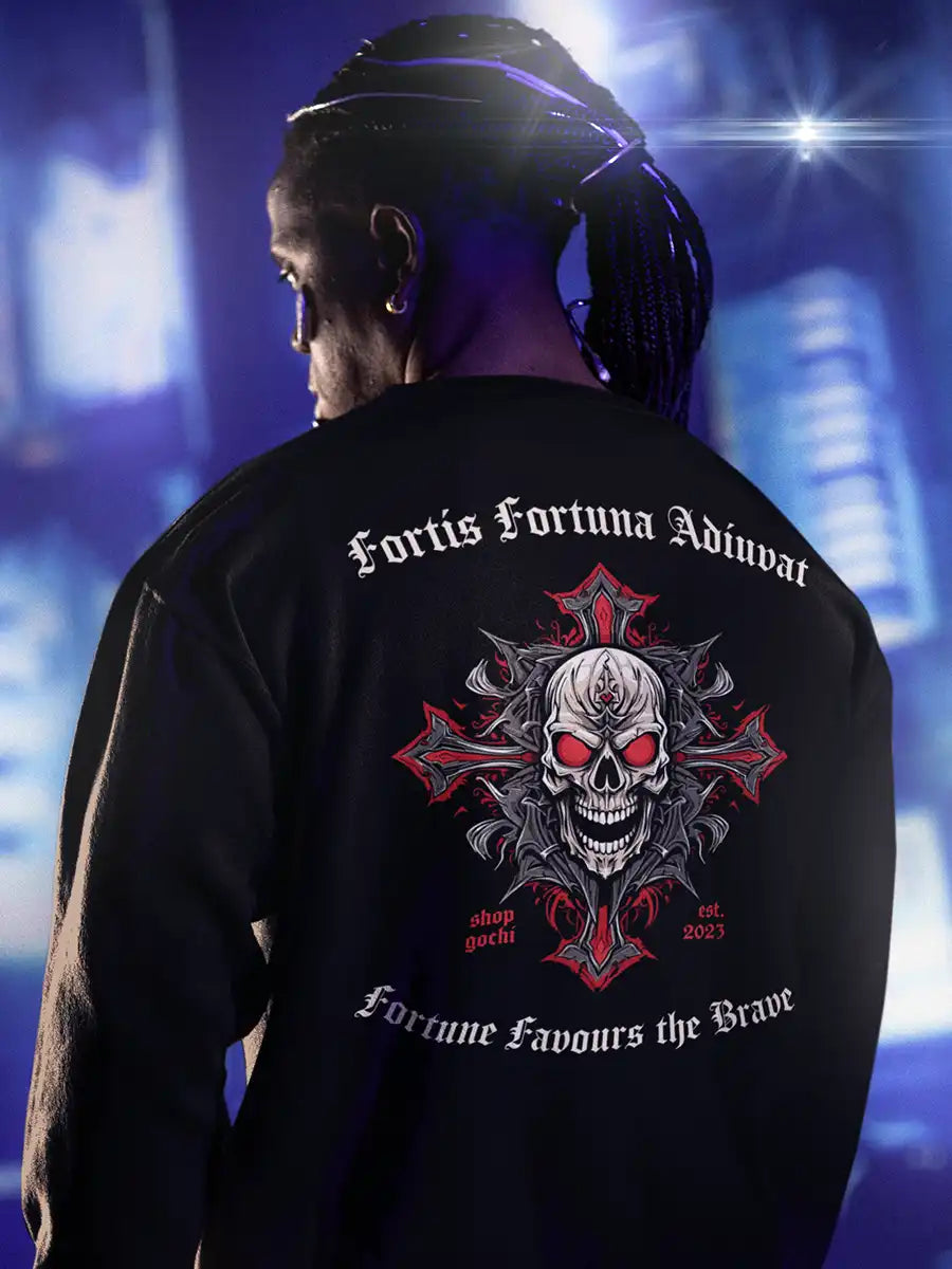 Fortis fortuna Adiuvat - Black Sweatshirt Man -Back