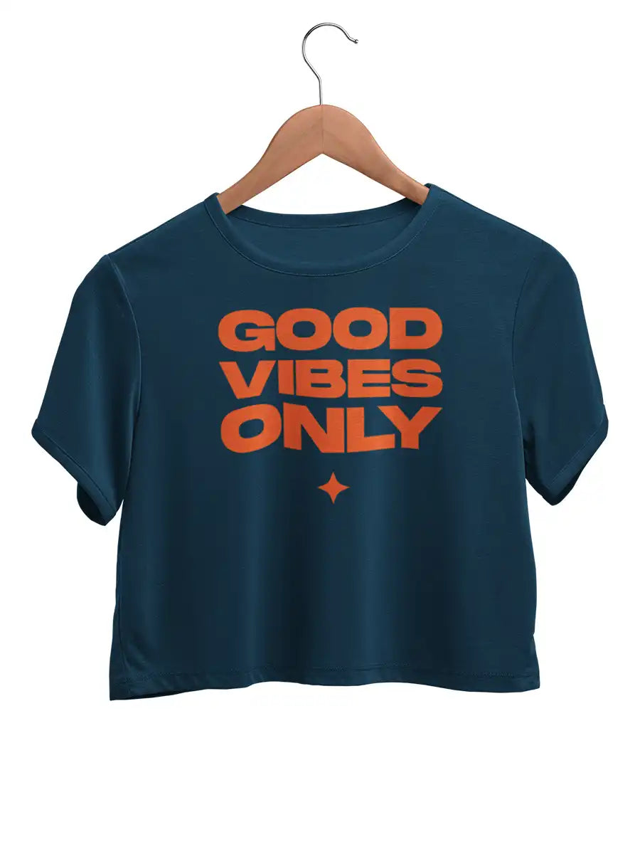 Good Vibes only - Navy Blue Cotton Crop top
