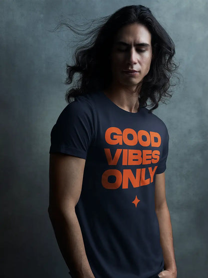 Good Vibes only - Navy Blue Men's Cotton t-shirt 