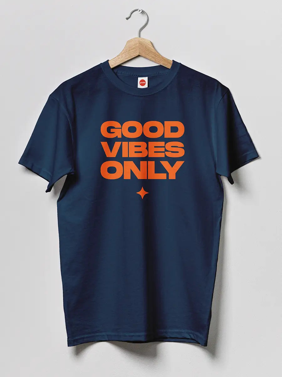 Good Vibes only - Navy Blue Men's Cotton tshirt
