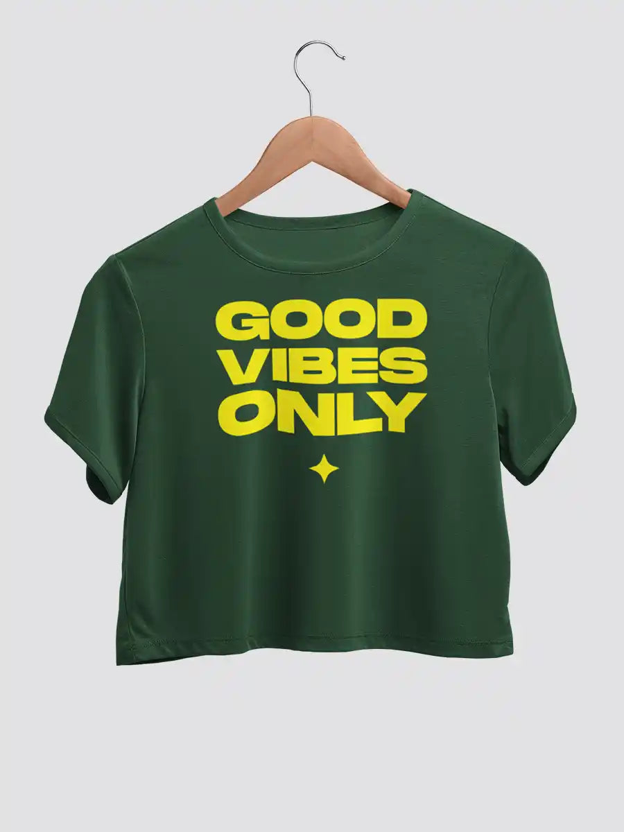 Good Vibes only - Olive Green Cotton Crop top