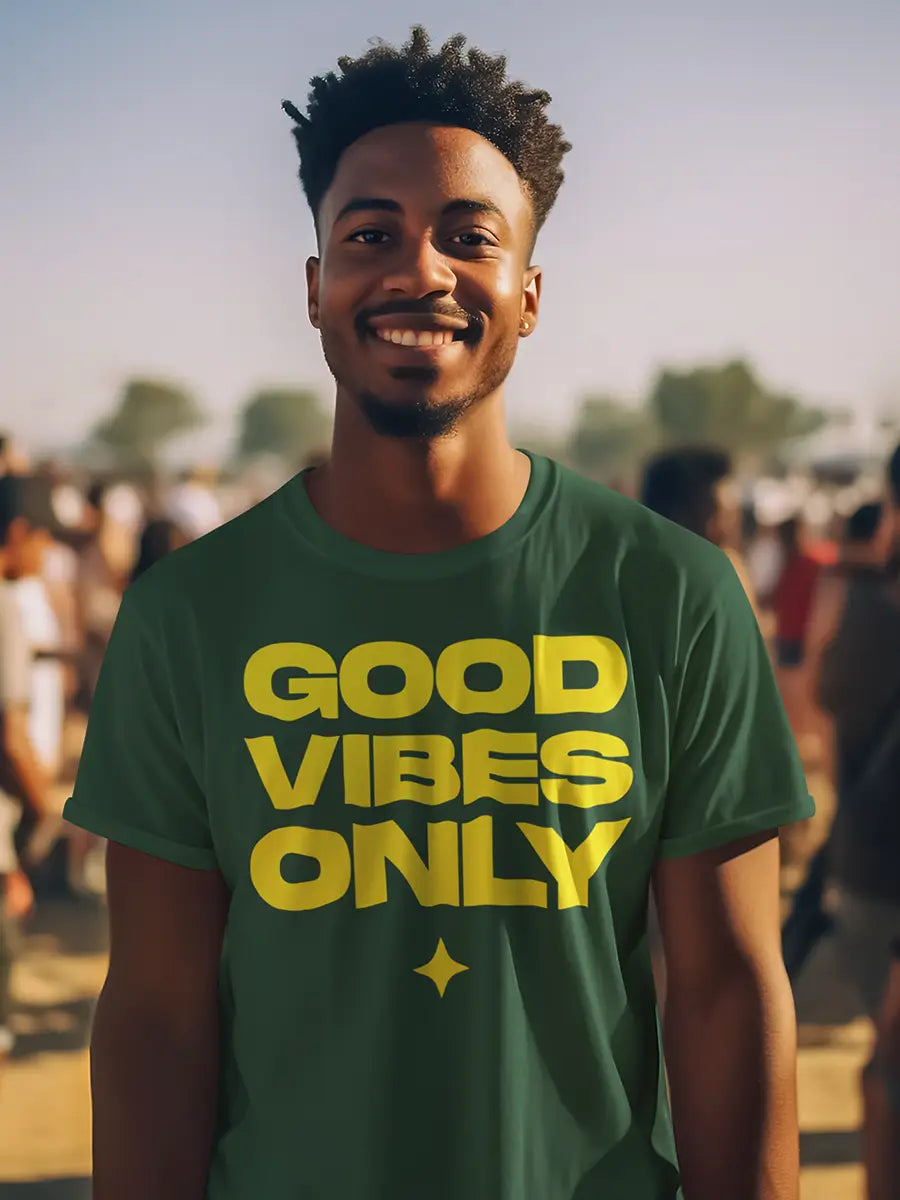 Good Vibes only - Olive Green Men's Cotton t-shirt 
