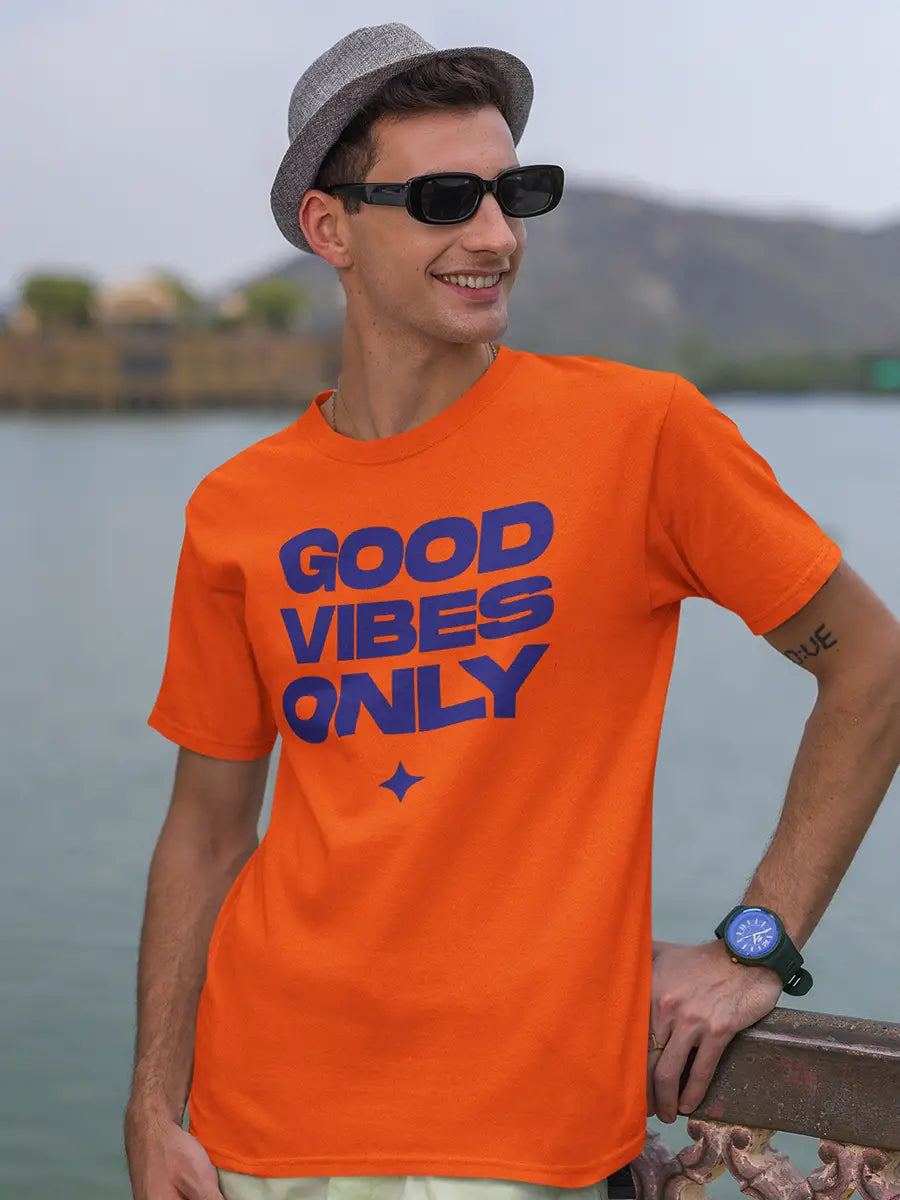 Good Vibes only - Orange Men's Cotton t-shirt 