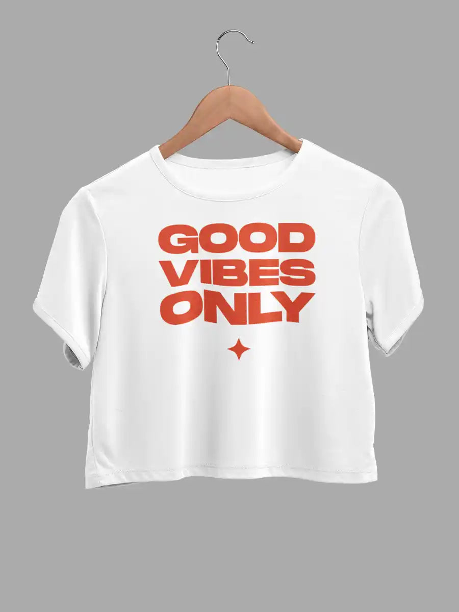 Good Vibes only - White Cotton Crop top
