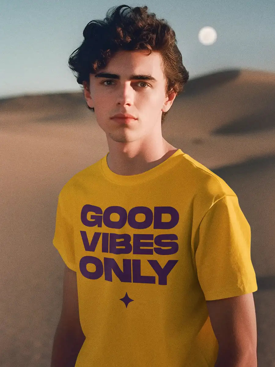 Good Vibes only - Yellow Men's Cotton t-shirt 