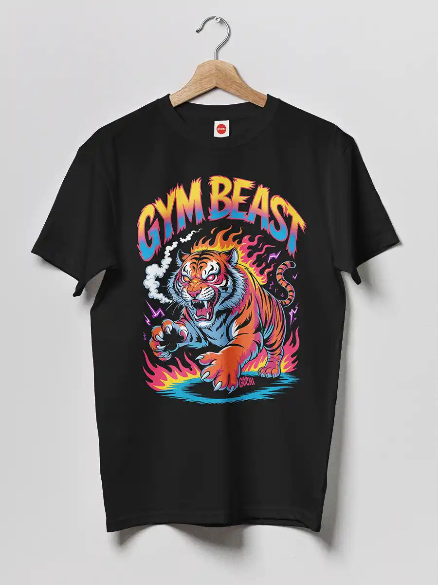 Gym Beast - Men's Black Cotton T-Shirt