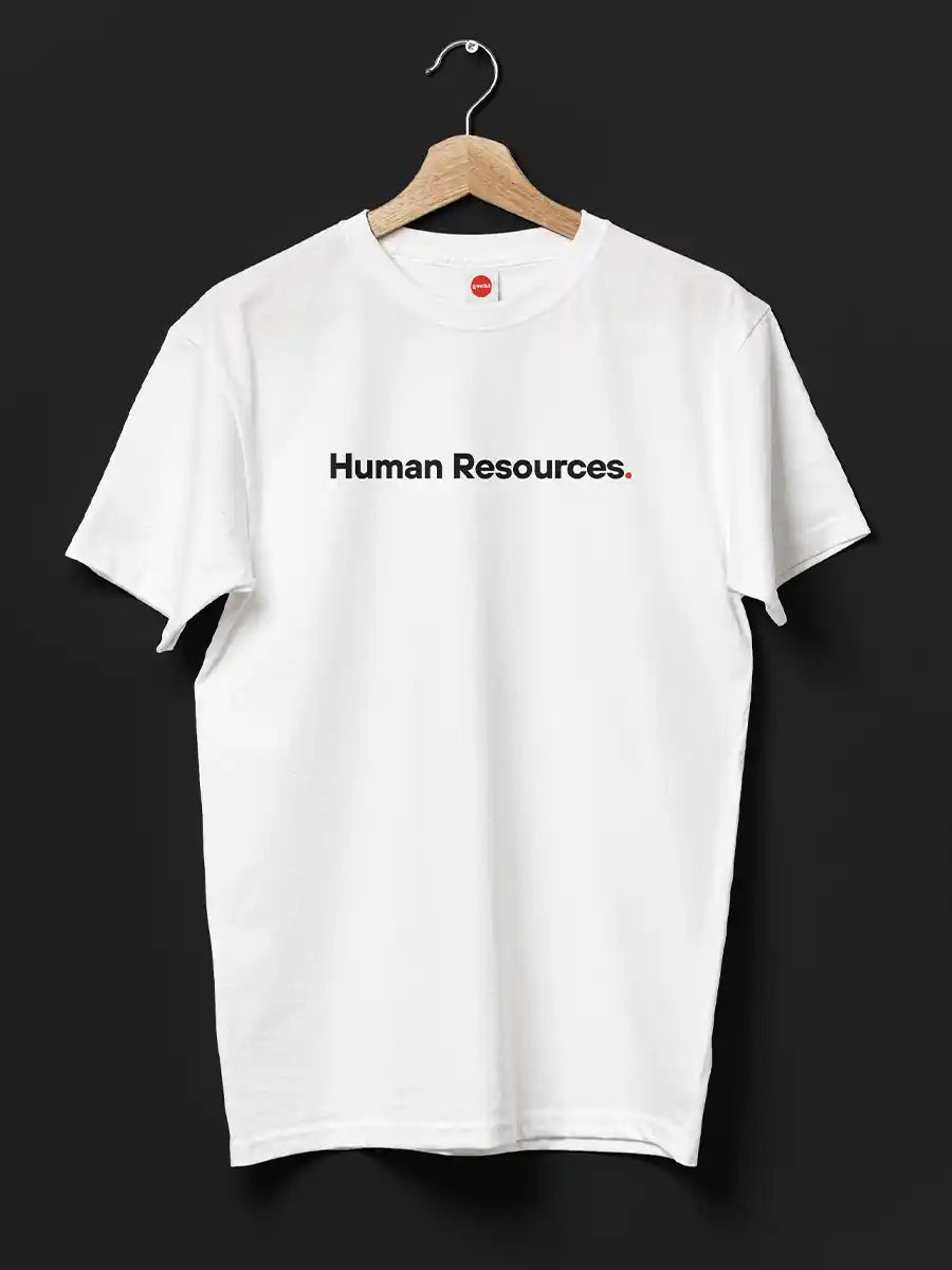 Human Resources - White - Minimalist Men's Cotton T-Shirt