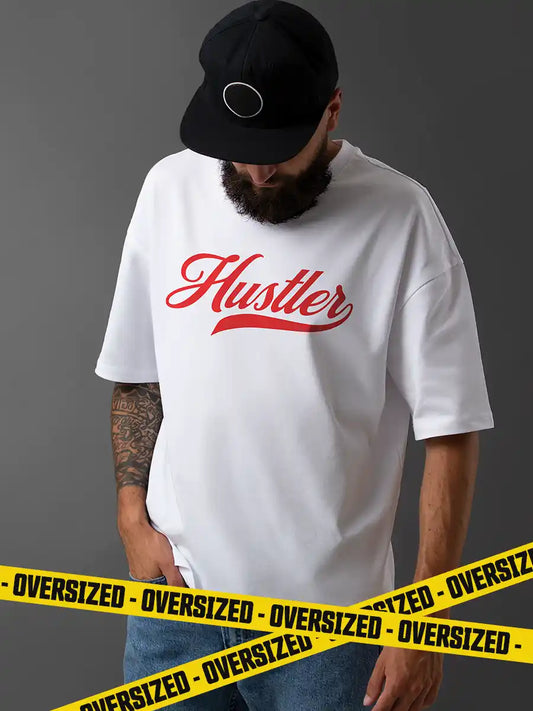 Hustler - White Oversized Cotton T-Shirt