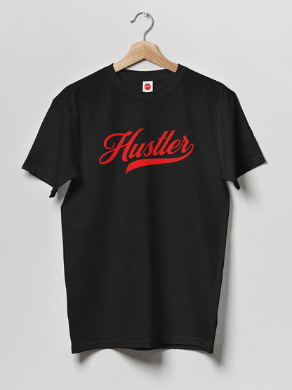 Black Men's cotton Tshirt with text "Hustler "