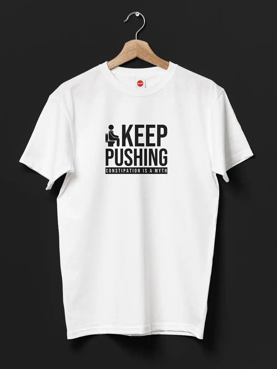 Keep Pushing - Men's White Cotton T-Shirt