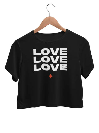 LOVE LOVE LOVE  - Black Cotton Crop top