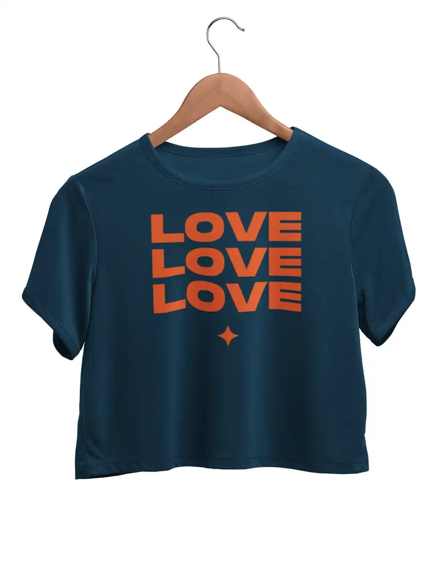  LOVE LOVE LOVE  - Navy Blue Cotton Crop top
