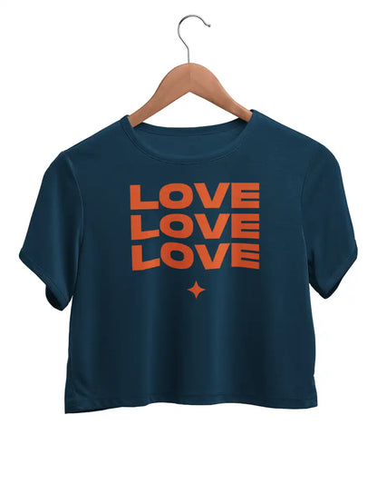  LOVE LOVE LOVE  - Navy Blue Cotton Crop top