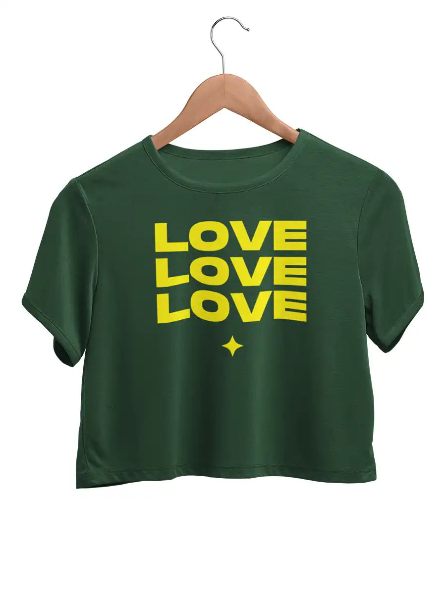  LOVE LOVE LOVE  - Olive Green Cotton Crop top