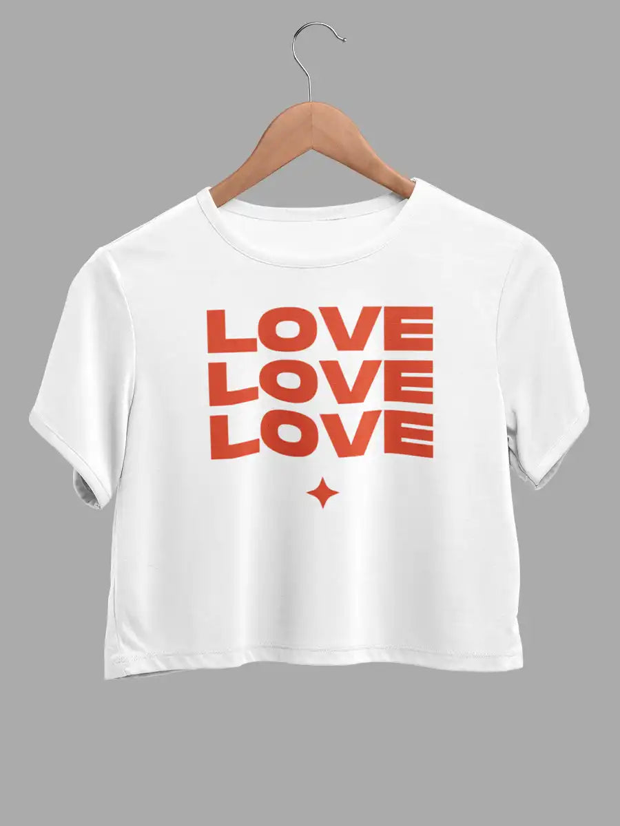  LOVE LOVE LOVE  - White Cotton Crop top