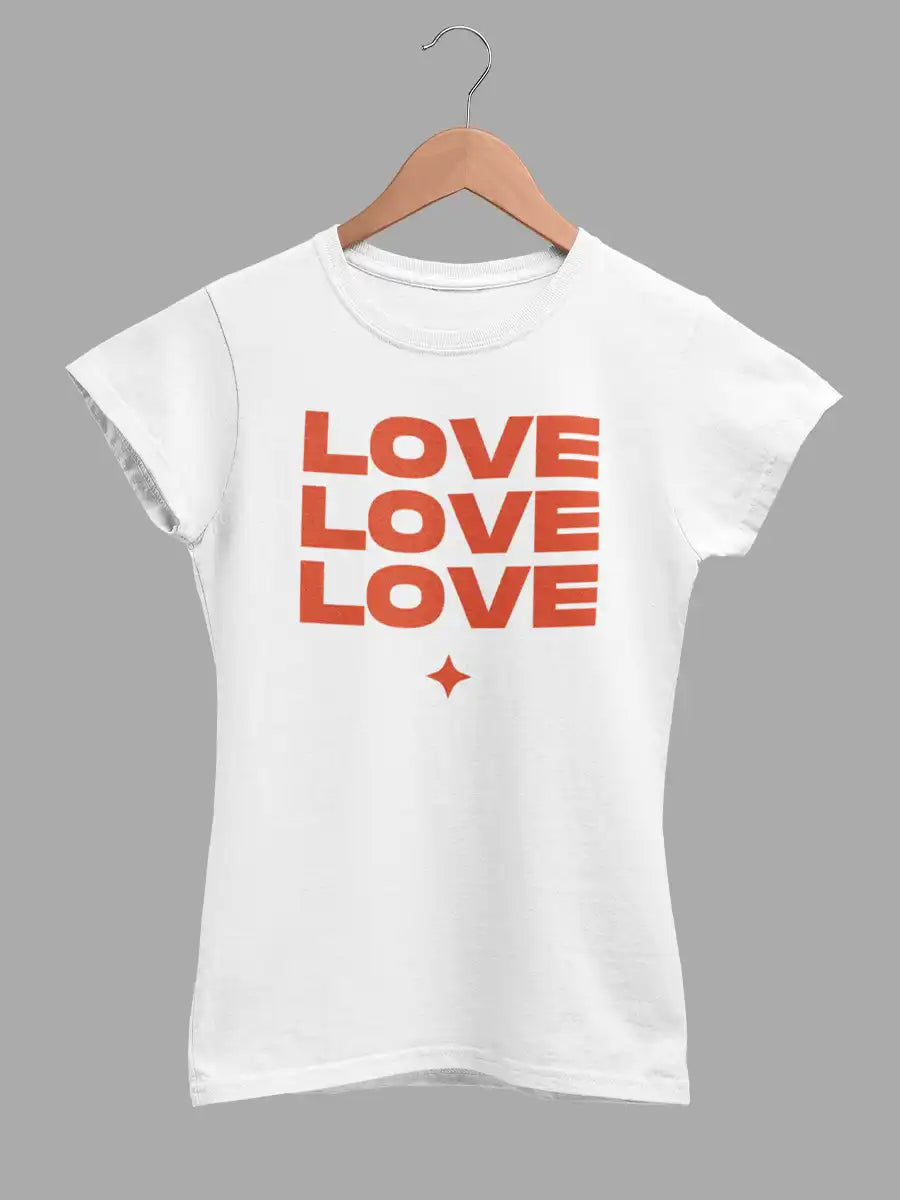 LOVE LOVE LOVE - Women's White Cotton T-Shirt