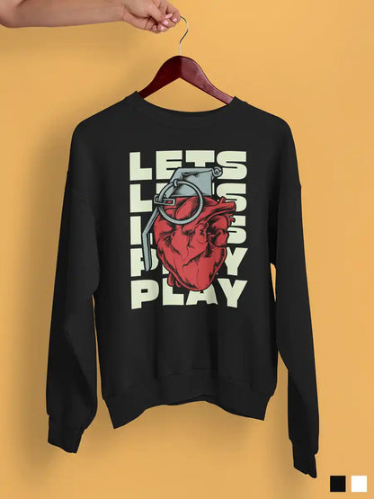 Lets play - Black Cotton Sweatshirt