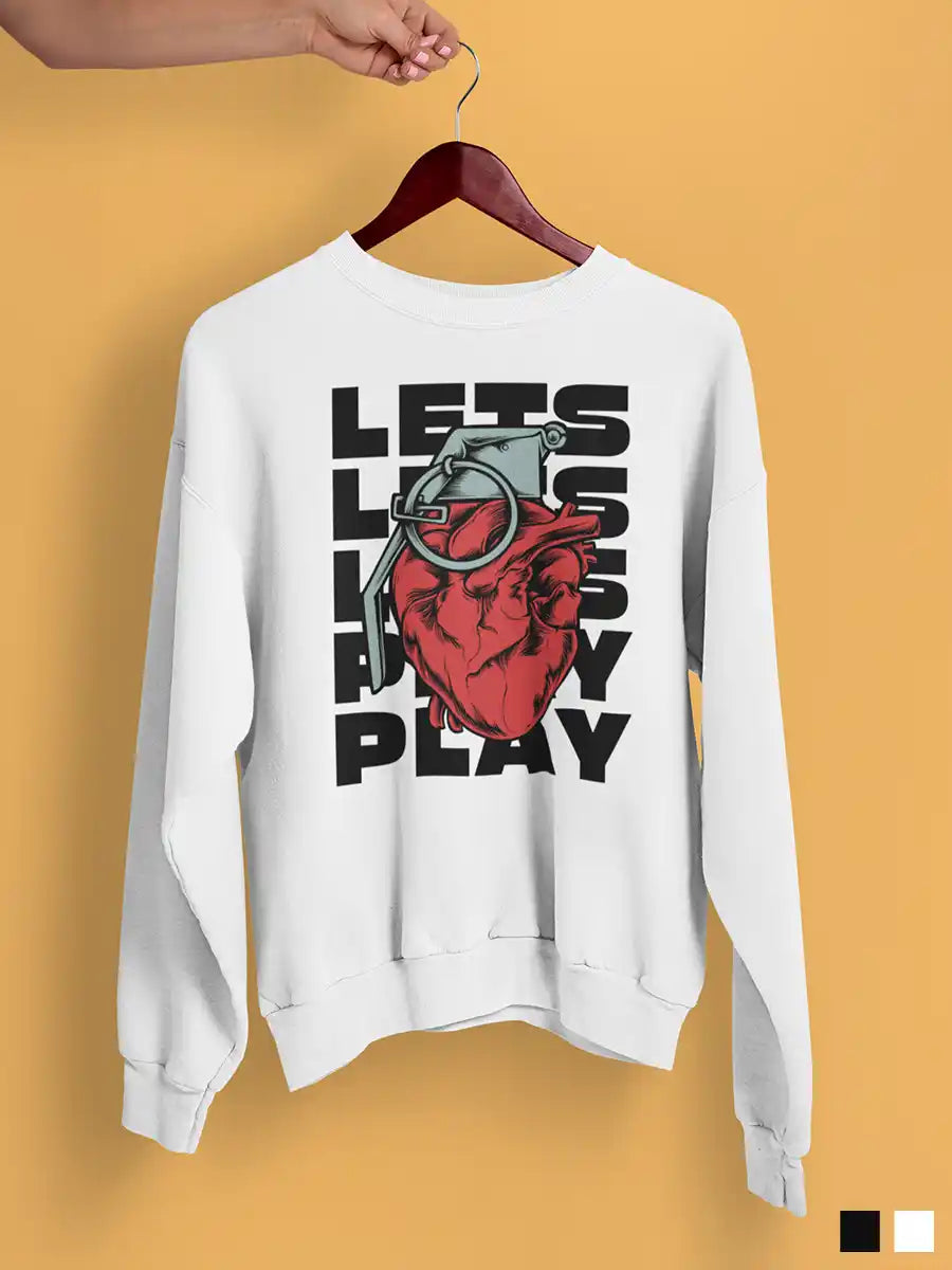 Lets play - White Cotton Sweatshirt
