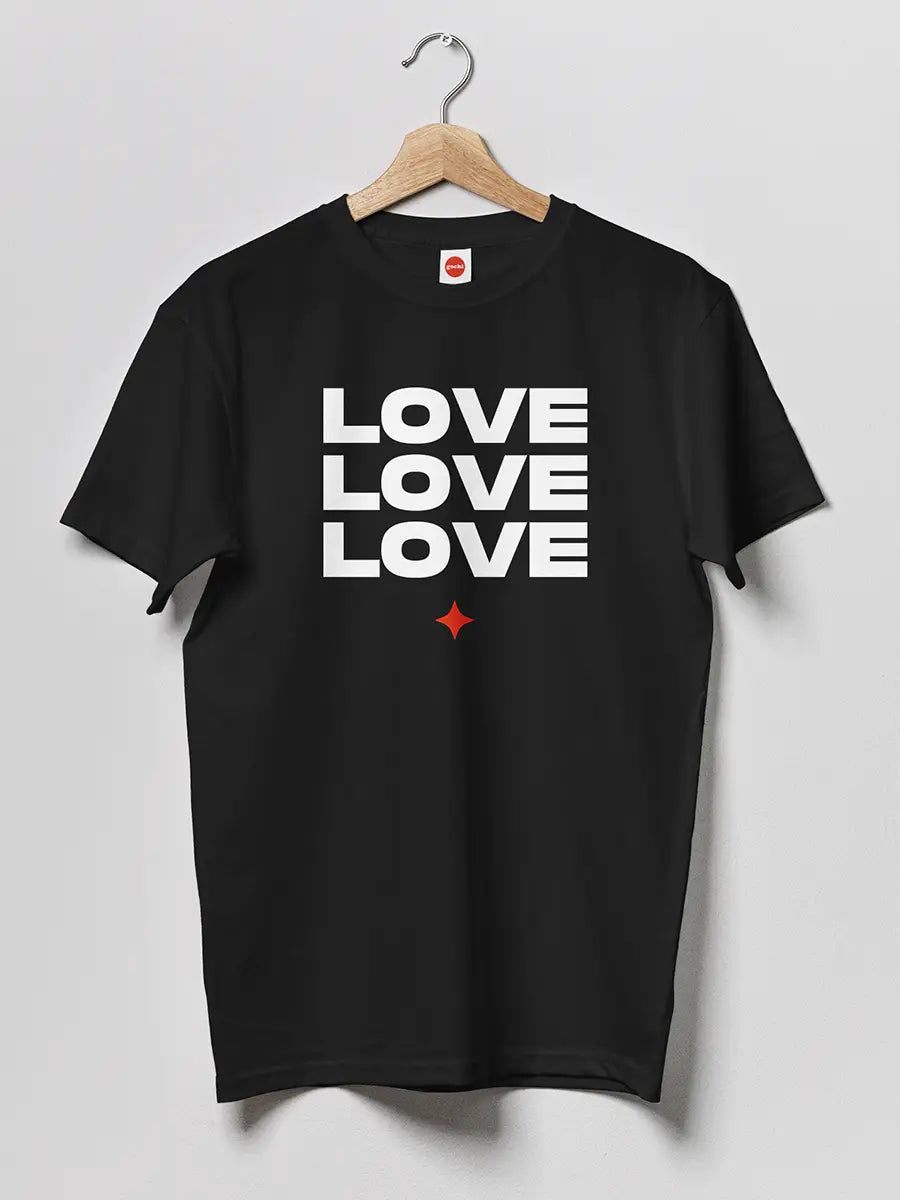 Love Love Love - Black Men's Cotton tshirt