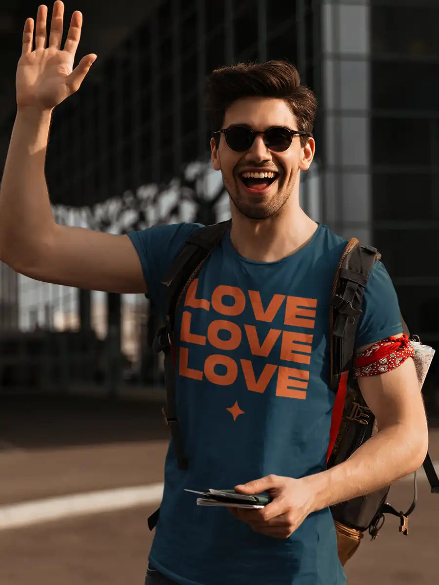 Love Love Love - Navy Blue Men's Cotton T-Shirt