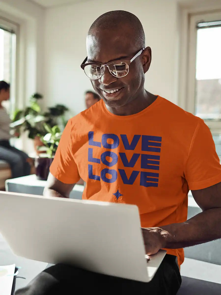 Love Love Love - Orange Men's Cotton T-Shirt
