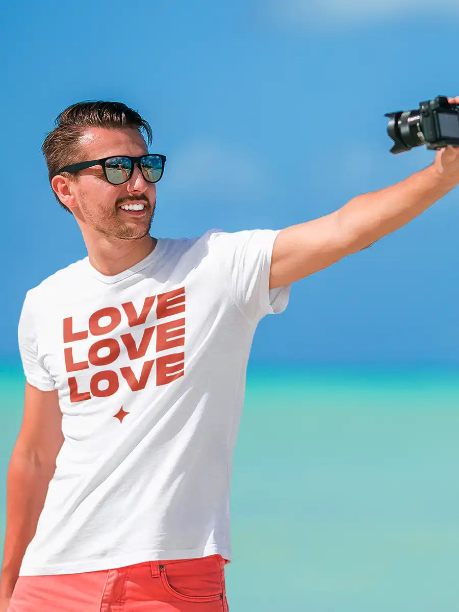 Love Love Love - White Men's Cotton T-Shirt