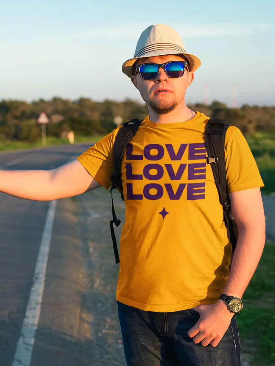 Love Love Love -Yellow Men's Cotton T-Shirt