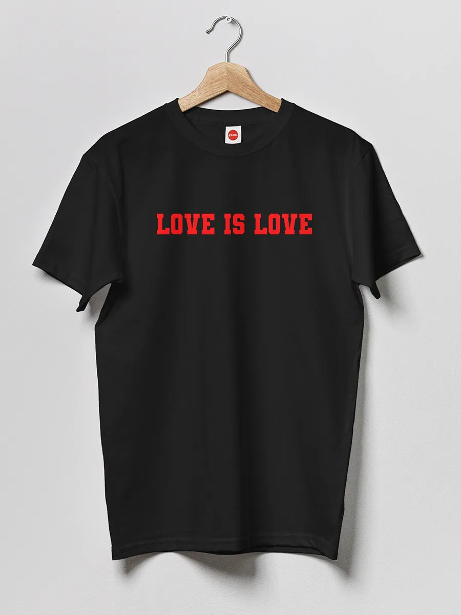 Black Men's cotton Tshirt with text "Love is Love"
