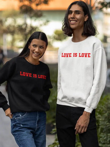 Couple wearing Love is love Cotton Sweatshirt
