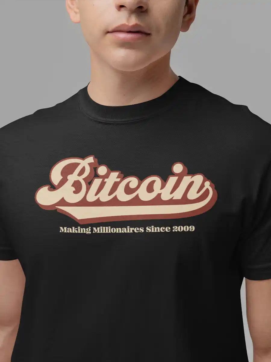 Man wearing Bitcoin - Men's Black Cotton T-Shirt 