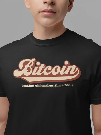 Man wearing Bitcoin - Men's Black Cotton T-Shirt 