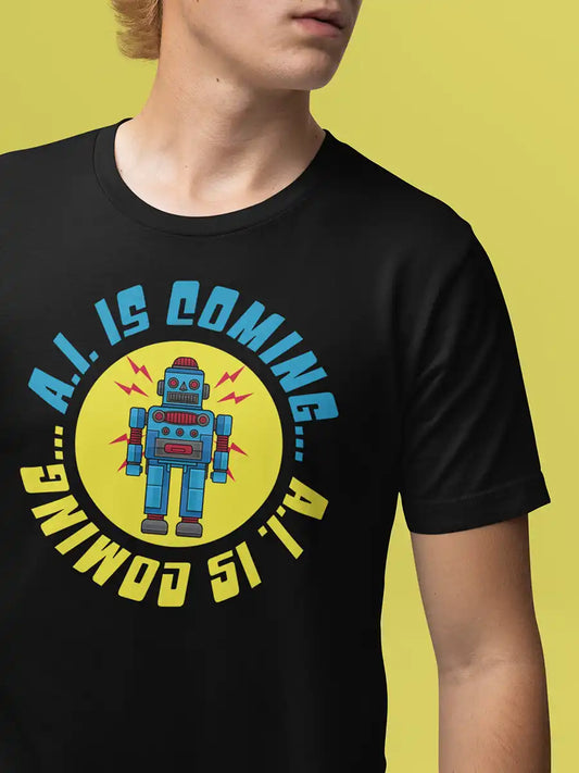 Man wearing AI is coming - Men's Black Cotton T-Shirt