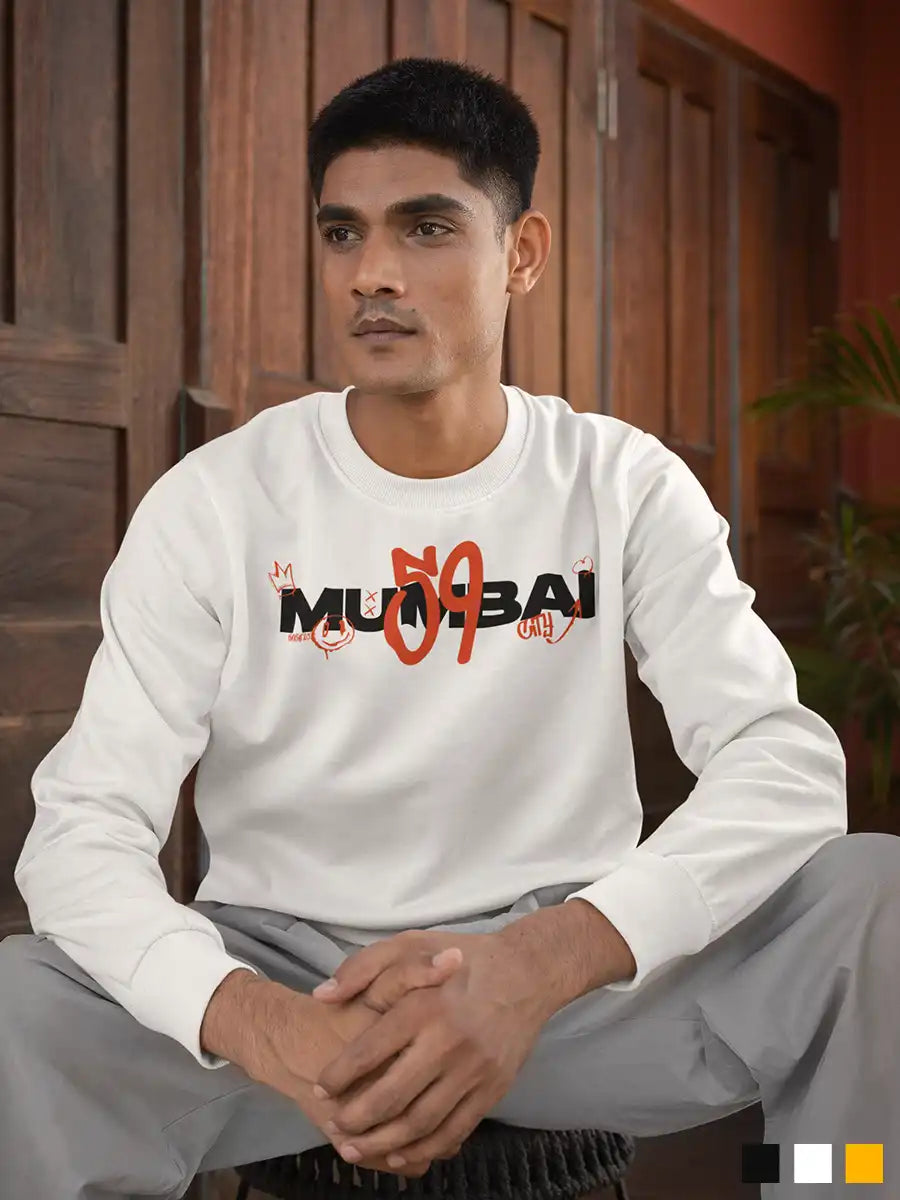 Man wearing Mumbai 59 - Graffiti - White Sweatshirt