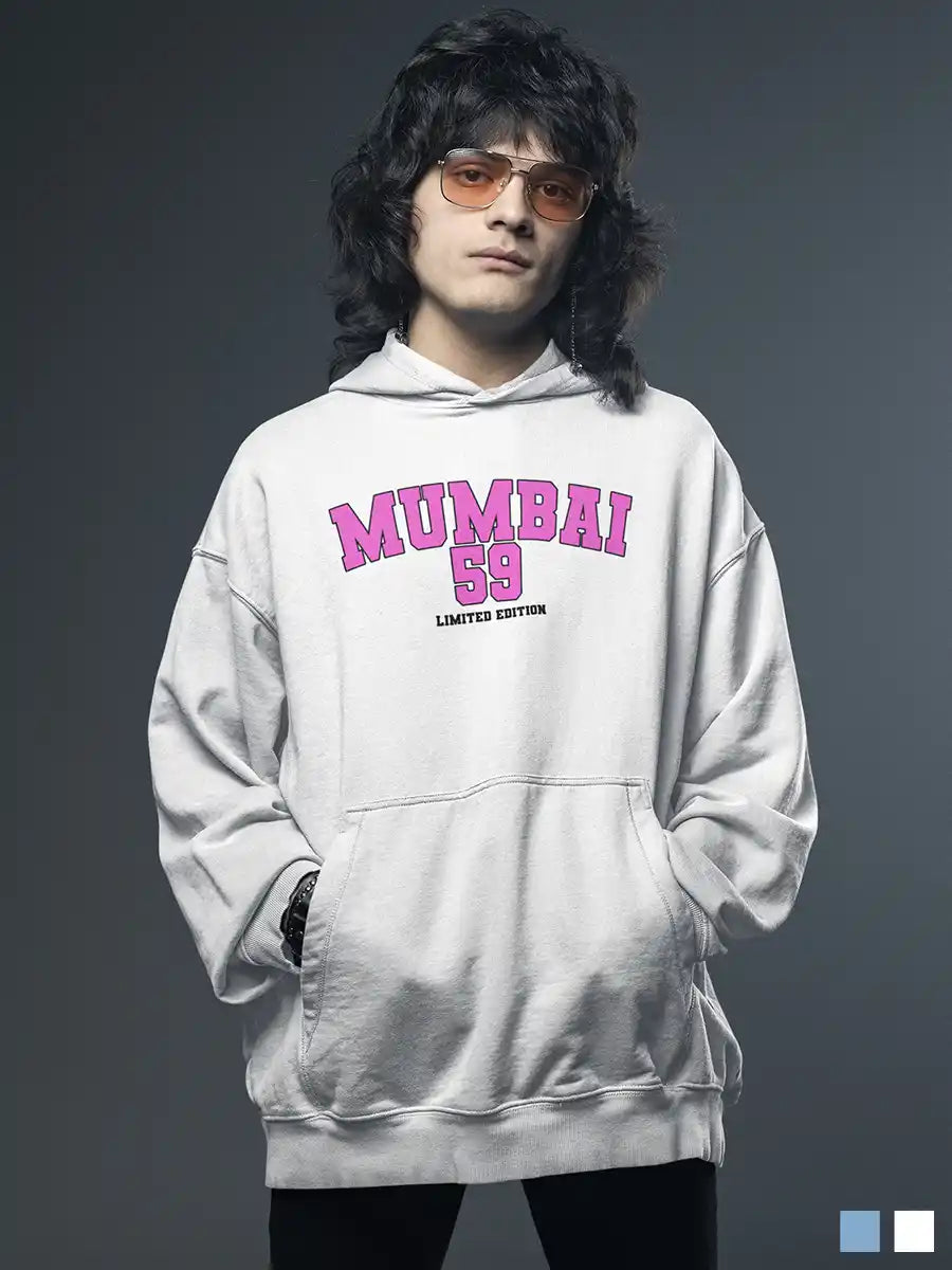 Man wearing Mumbai 59 - Limited Edition - Baby Blue Cotton Hoodie