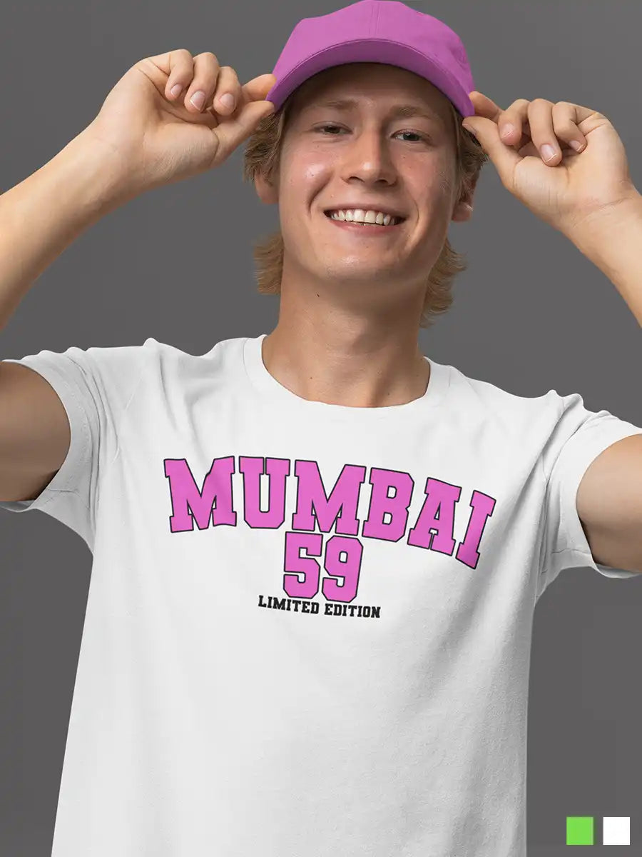 Man wearing Mumbai 59 - Limited Edition - Men's White T-Shirt