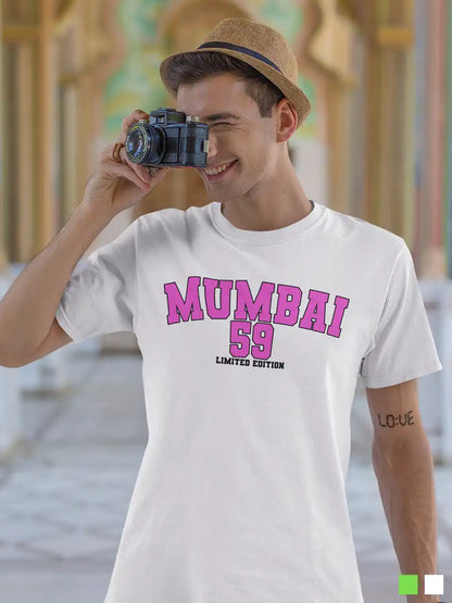 Man wearing Mumbai 59 - Limited Edition - Men's White T-Shirt 