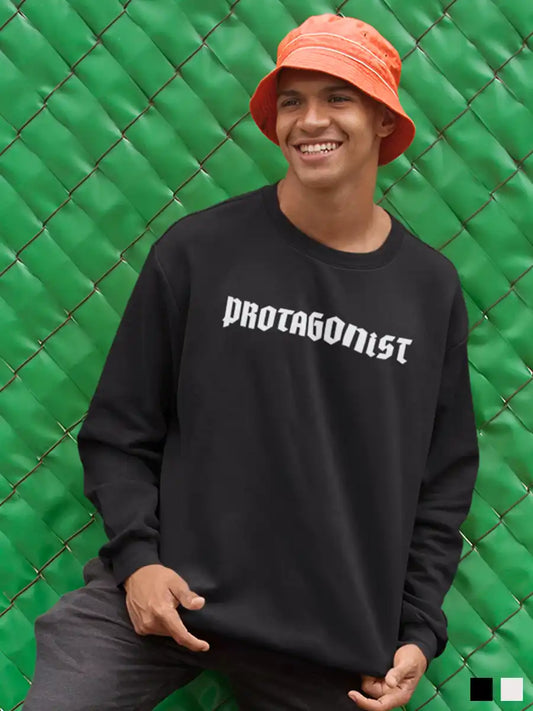 Man wearing Protagonist - Black Cotton Sweatshirt