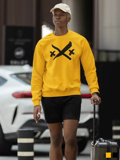 Man wearing XXX - Golden Yellow Cotton Sweatshirt