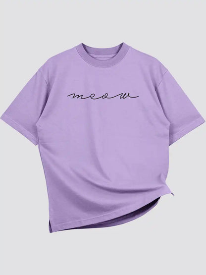 Meow - Iris Lavender - Oversized Cotton T-Shirt