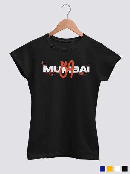 Mumbai 59 - Graffiti - Women's Black Cotton T-Shirt