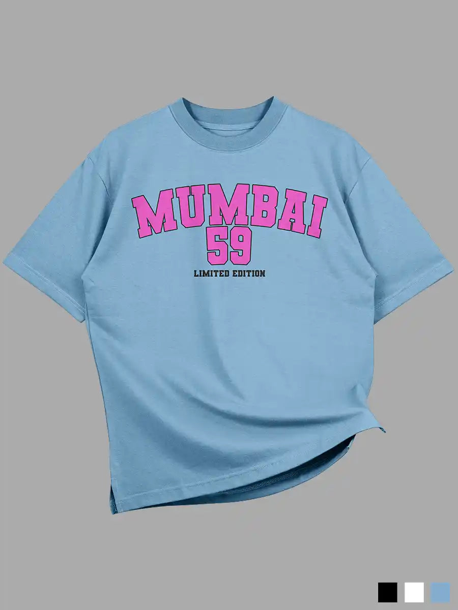 Mumbai 59 - Limited Edition - Oversized Baby Blue Cotton T-Shirt