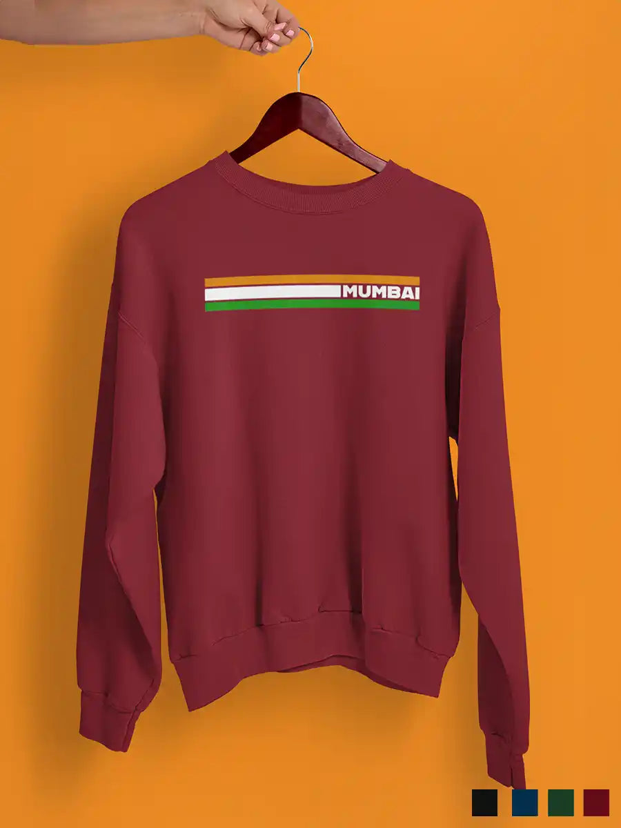 Mumbai Indian Stripes - Maroon Cotton Sweatshirt