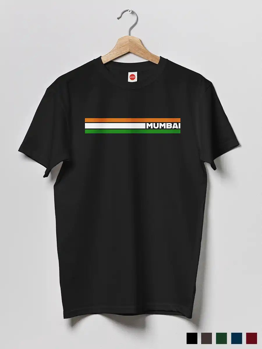 Mumbai Indian Stripes - Men's Black Cotton T-Shirt