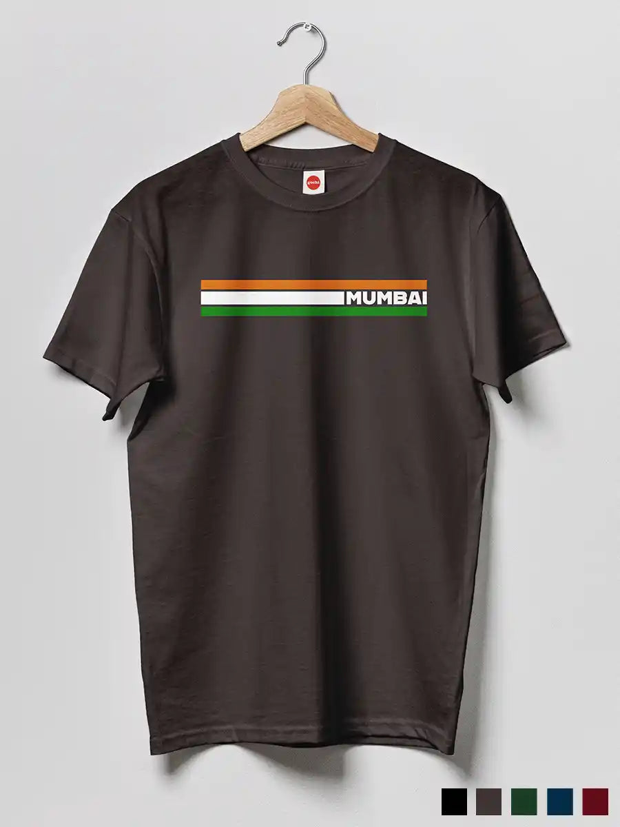 Mumbai Indian Stripes - Men's Charcoal Grey Cotton T-Shirt