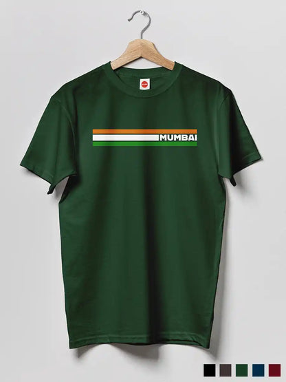 Mumbai Indian Stripes - Men's Olive Green Cotton T-Shirt